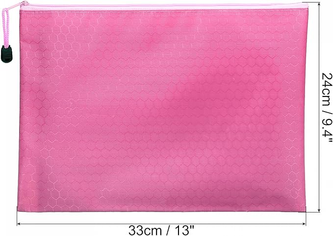 PATIKIL Waterproof Zipper File Bags, 10 Pack A4 Size Document Pocket Storage Organizer Pouch for Travel Office Supply, Pink