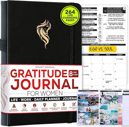 Gratitude Journal for Women and Men — 5 Minute Self Care Journal | Mindfulness, Manifestation, Affirmation | 3 Month Productivity Planner | Undated Daily Planner, Vision Board + Stickers