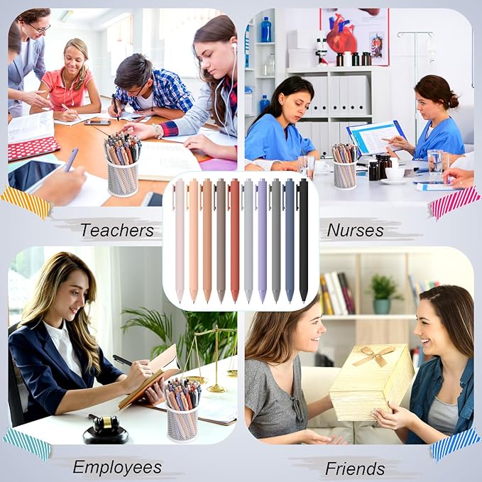 Crtiin 30 Pcs Gel Pens Bulk, 0.5mm Fine Point Black Ink Pens, Retractable Smooth Writing Quick Dry, Colored Aesthetic for School Office Journaling Teacher Appreciation Mother Day (Morandi Colors)