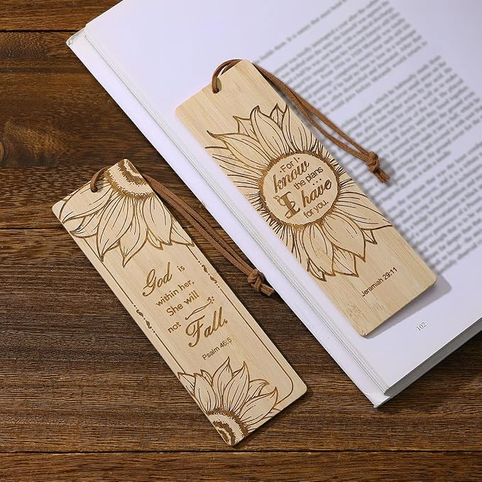 2 Pcs Bible Bookmarks for Women, Sunflower Bamboo Religious Christian Bookmarks Gifts for Women Book Marks for Reading (Sunflower)