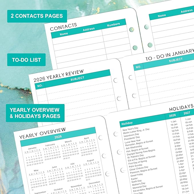 2026-2027 Planner Refills - Planner Refills, July 2026 - June 2027, A6 Planner Inserts, Weekly and Monthly Planner 2026-2027, 3.75" x 6.75", A6 Planners Refill, 6-Hole Punched