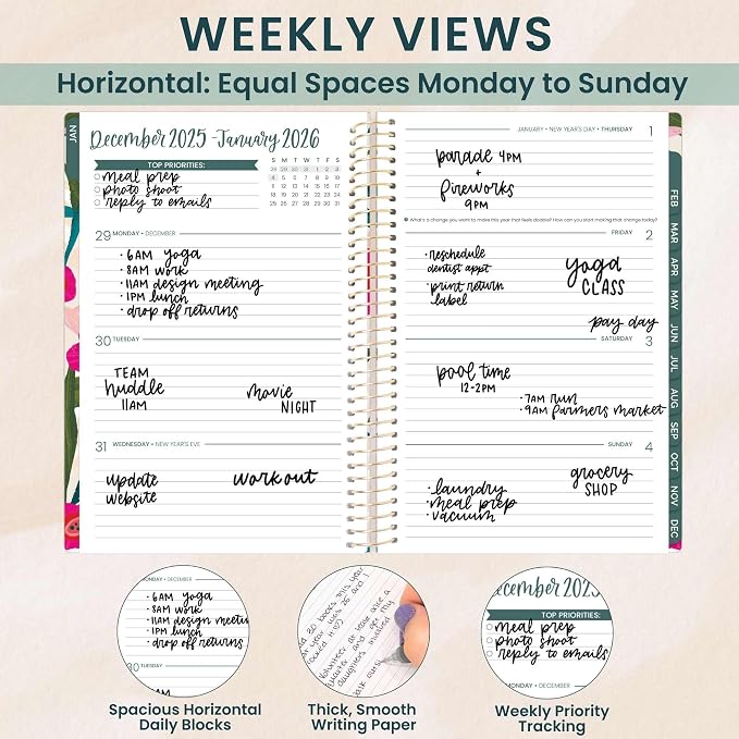 bloom daily planners 2026 Planner (January - December) Calendar Year Organizer - 5.5” x 8.25” - Weekly & Monthly Agenda Book with Stickers & Bookmark - Pink Poppies
