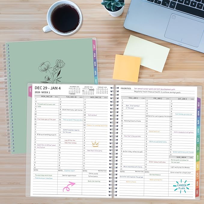 2026 Appointment Book, 30 Minutes-Hourly, Weekly ＆ Monthly Calendar Planner 2026, Jan 2026 - Dec 2026, 8.5'' x 11'', 2026 Daily Planner with Tabs ＆Pocket, Flexible Cover, Great for Office, Home, School