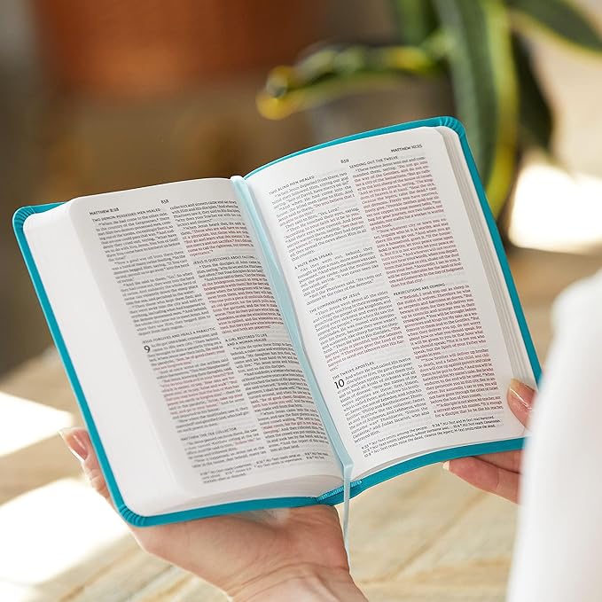 Personalized Custom NKJV Thinline Large Print Holy Bible with Name Includes Up To 3 Rows Of Text with Red-Highlighted Verses, Custom Gift for Christian & Religious Celebrations | Blue