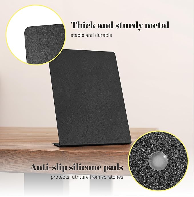 Metal Chalkboard Sign 6 x 8 inches - Food Signs for Party Buffet, Mini Chalkboard Sign, Food Display Card, Kitchen Tabletop Chalkboards, Small Standing Menu Boards for Wedding