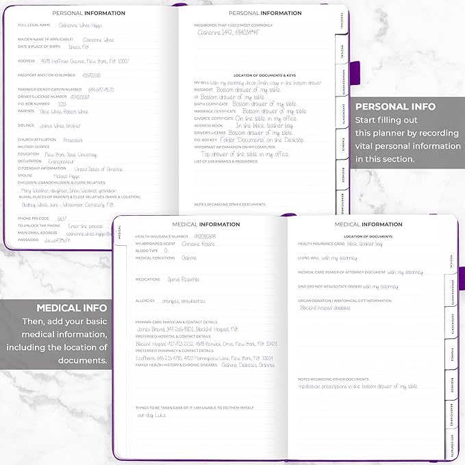 Clever Fox Large End of Life Planner – Guided Final Arrangements Organizer Notebook for Instructions, Beneficiary Info, Will Preparation, Last Wishes & Funeral Planning – 8.5" x 11" (Purple)