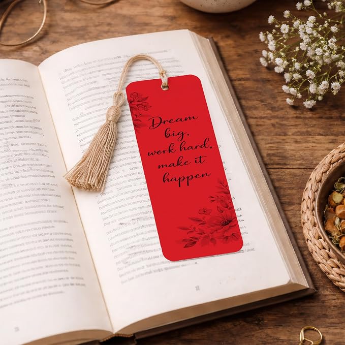 Printable Bookmarks - Blank Bookmark Printing Paper for Inkjet & Laser Printers - 2" x 6" Perforated Bookmarks 5 per Page - 25 Sheets / 125 Book Marks (Holiday Red)