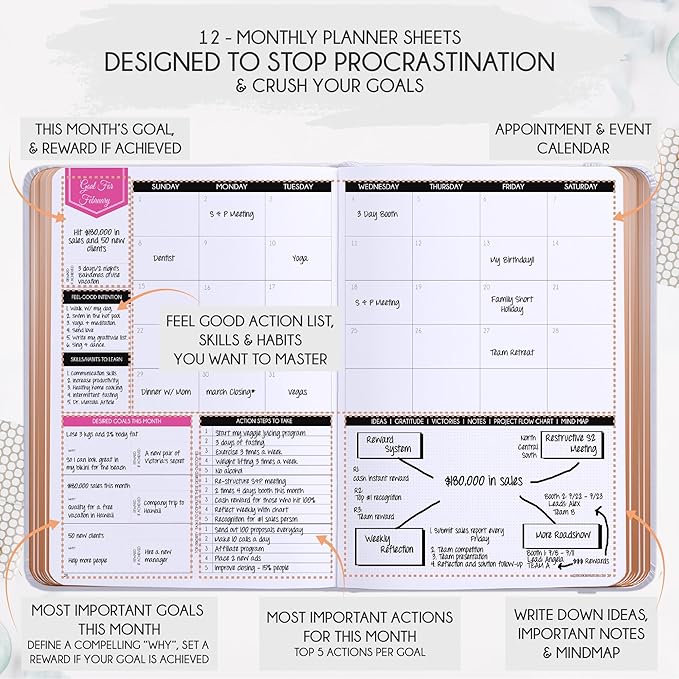 Deluxe 2026 Planner Weekly and Monthly | Law of Attraction Planner with Productivity App | 12-Month for Productivity, Gratitude & Goal Setting | Includes Foldable Vision Board, Gift Box & Stickers