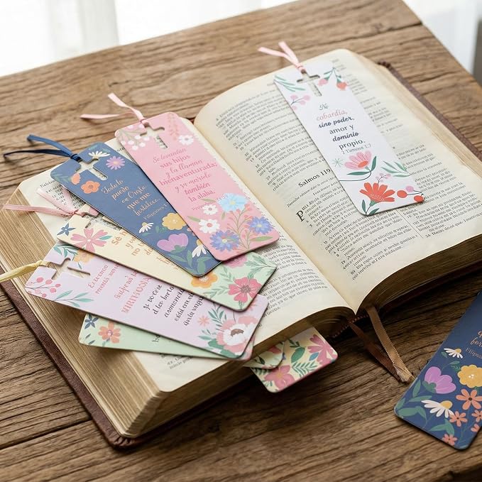 Spanish Bible Bookmark Gifts - 100 Pcs Christian Verse Paper Bookmarks Bulk for Women Men Separadores De Biblia En Español Religious Inspirational Gift for Sunday School Church Mothers Day