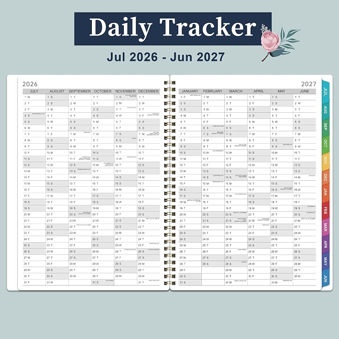 Appointment Book 2026-2027 - Daily Planner 2026-2027, Jul. 2026 - Jun. 2027, Weekly Appointment Book, Hourly Planner with 30-Minute Interval, 8.5" x 11", Colorful Tabs