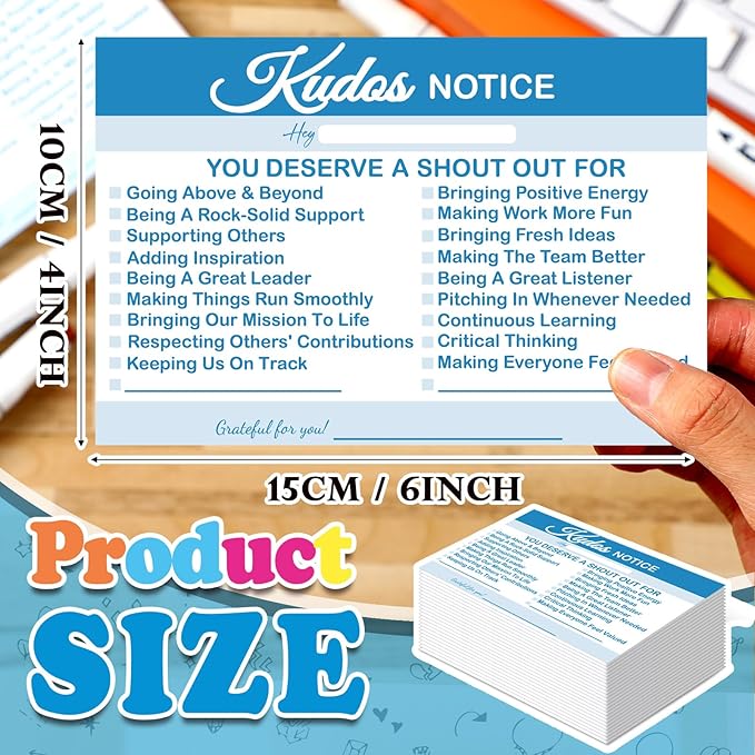Motiskyy 200 Count Kudos Notice Cards Positive Shout out Cards for Staff Teachers Students Employees Office Appreciation Recognition Reward for Back to School or Work Bulletin Board