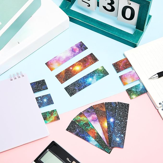 Gersoniel 36 Pcs Anxiety Sensory Stickers Strips Adhesive Textured Mental Health Calm Stickers Mindfulness Fidget Decals Stress Anxiety Relief Items for Therapy Office Desk(Galaxy Style)