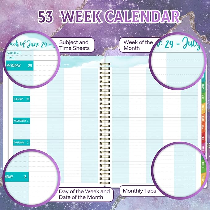 Teacher Planner 2026-2027, Lesson Plan Book 2026-2027, JUL 2026 - JUN 2027, Teacher Lesson Plan Book, School Schedules Academic Planner, 8.5" x 11", Colorful Monthly Tabs, Back Pocket