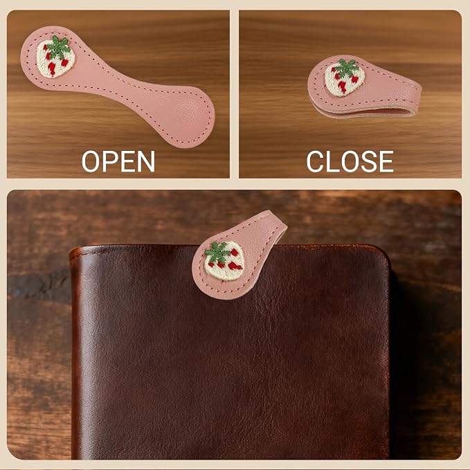 6Pcs Magnetic Leather Bookmark Set, Embroidery Magnetic Bookmarks Clips for Book Lovers Reading, Book Accessories(Mix)