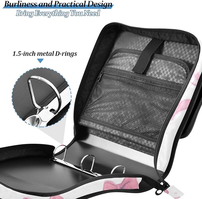 Kcldeci Zipper Binder Organizer 1.5inch 3 ring binder Bag for School and Office Expanding File Folder