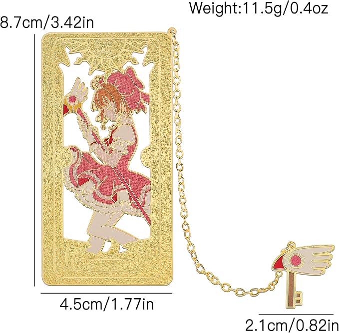 Anime Magic Cards Captor Sakura Bookmarks Set - Sweet Cartoon Cute Book Marks for Reading Women Men Anime Fans, Book Accessories Collection Decor Hangings Gifts (Brass Style 2)