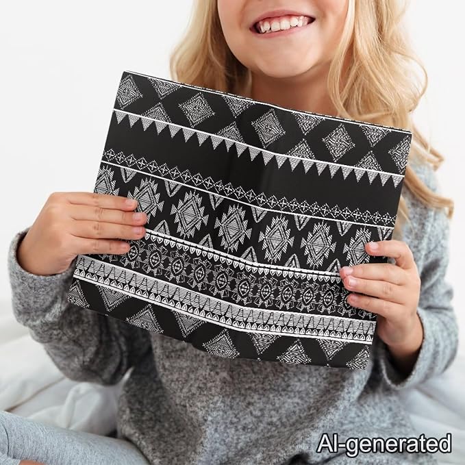 Dreaweet Black Aztec Tribal Pattern Book Cover Book Sleeve for Paperback Book Protector Case Stretchable Hardcover Covers Sleeve for Book Lovers,Washable
