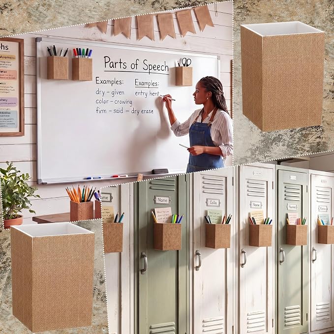 6 Pcs Farmhouse Classroom Decor Classroom Magnetic Storage Boxes Magnetic Storage Containers Plastics Pen Holder for Refrigerator Whiteboard Home Office School Organizer Supply