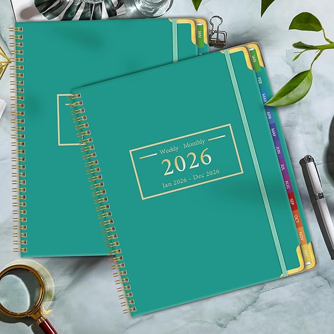 Planner -2026, Hardcover Weekly & Monthly Calendar Planner, January 2026 - December 2026, 8.5" x 11", Daily Agenda Book with Colorful Tabs, College Organizer Notebook, School & Work Supplies for Student Teacher Classroom