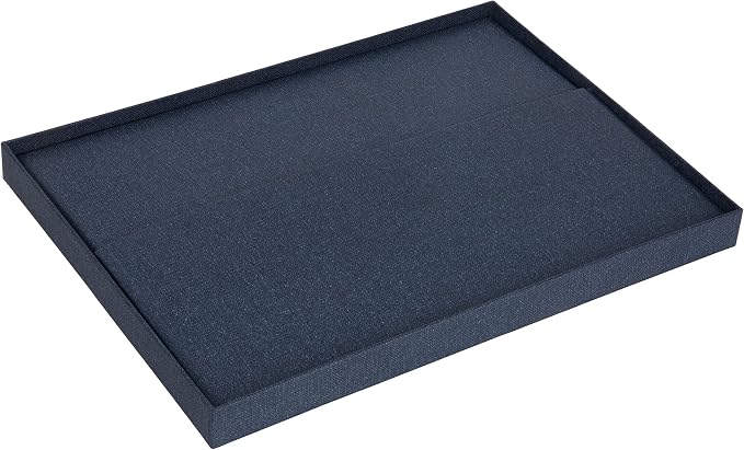 Bigso Katia KD Collapsible Storage Box with Labelframe for Easy Identification - Simple Assembly without Tools - Decorative Storage Boxes with Lids - 11.3in x 15.4in x 6.4in - Blue