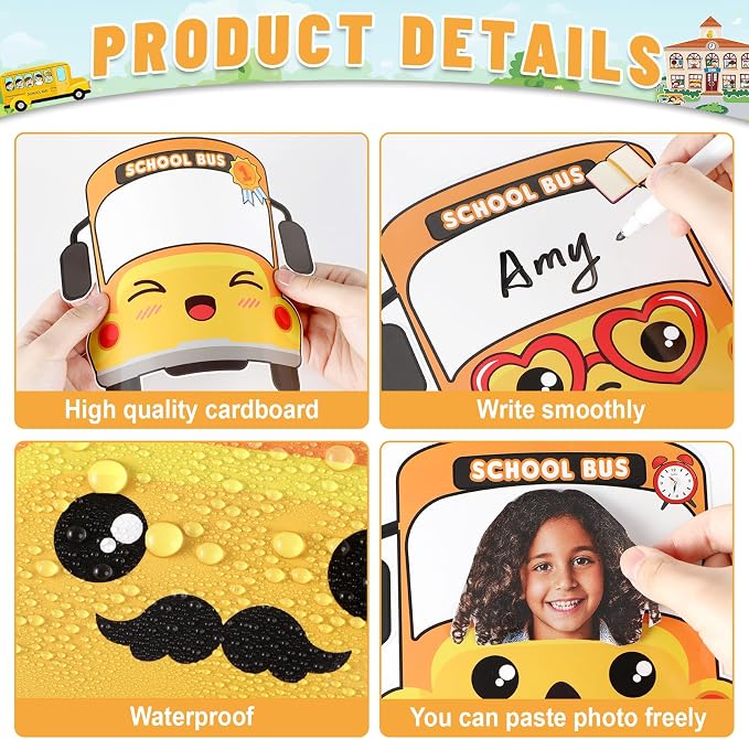 gisgfim 80Pcs School Bus Cutouts Back to School Decorations Bulletin Board Yellow Bus Paper Cut-Outs Classroom Decor for Boy Girl DIY Craft Photo Wall Door Kindergarten Preschool Party Favor Supply