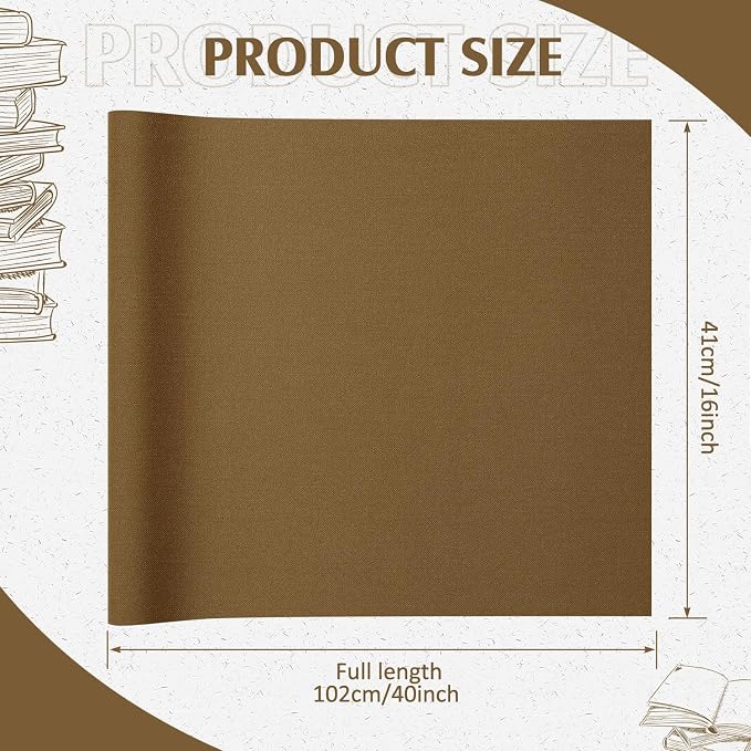 PerKoop Book Cloth for Book Binding 40 x 16 Inch Fabric Surface Paper Backed Bookcover Archival European Durable Strong Bookbinding Supplies Cover Books Album Scrapbooking (Brown)