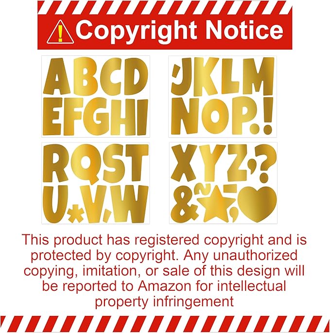 390 PCS Bulletin Board 40 Sheets Letters Large Letter Stickers Vinyl Waterproof Self-Adhesive Alphabet Sticker Letters for Poster Board Display Classroom School Mailbox Home Decor (4 Inch, Gold)