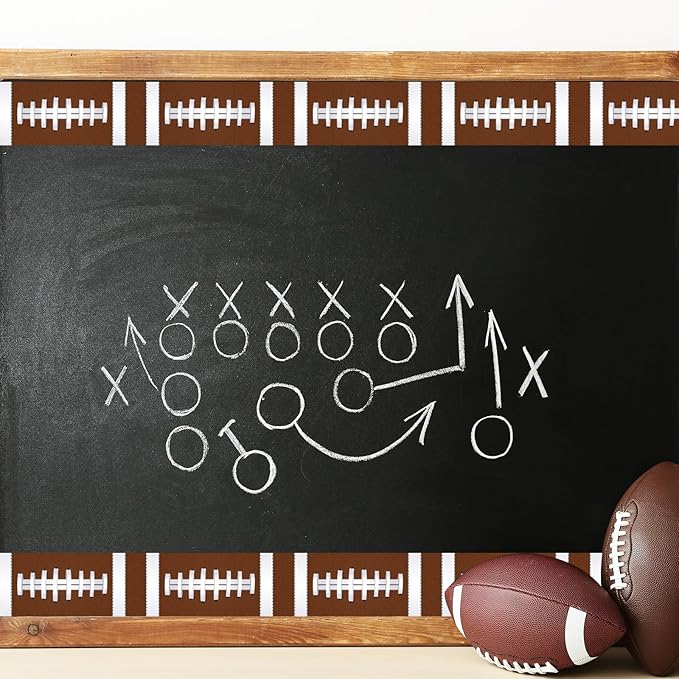 Whaline 32.8 Ft Rugby Bulletin Board Borders Football Patterned Die-Cut Trim Border Roll for Back to School Classroom Office Chalkboard Decoration