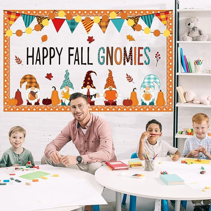 Thanksgiving Bulletin Board Decorations Fall Gnomes Bulletin Board Set Maple Leaves Paper Cutouts Autumn Pumpkin Thanksgiving Cutouts for School Classroom Supply Home Wall Decor