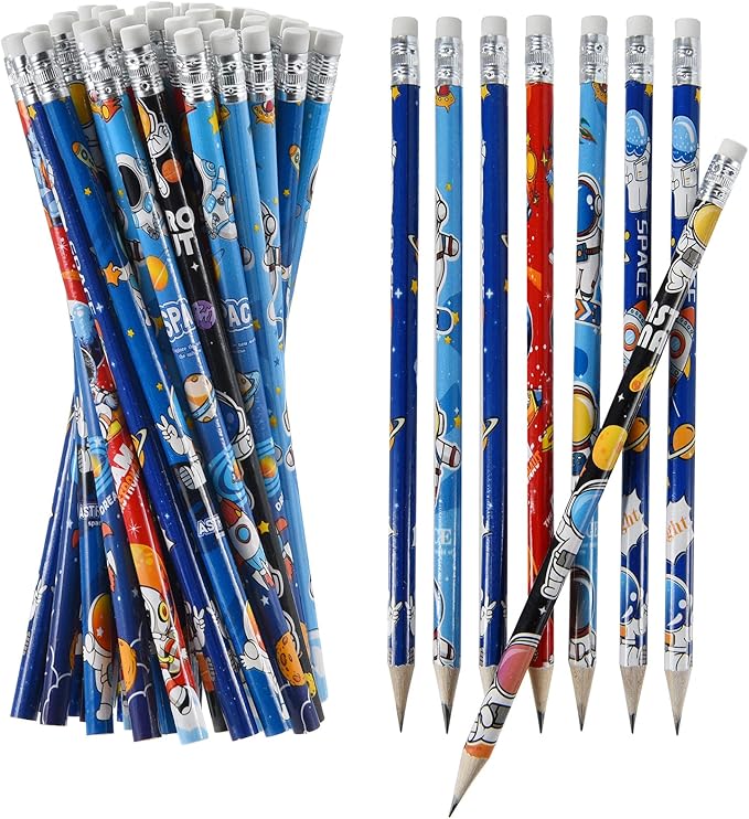 72PCS Wooden cased Pencils for Kids with Erasers, Wood Pencils for School,Drawing,Gift (72PCS) (Outerspace, 72)