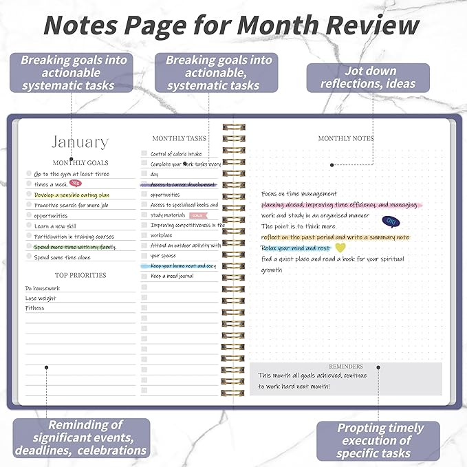 2026-2027 Monthly Planner - 2 Year Monthly Planner 2026-2027, Hard Cardboard Cover, Jan 2026 - Dec 2027, 7.5" x 10", 2 Year Calendar with 24 Month, Twin-wire Binding, Note Pages