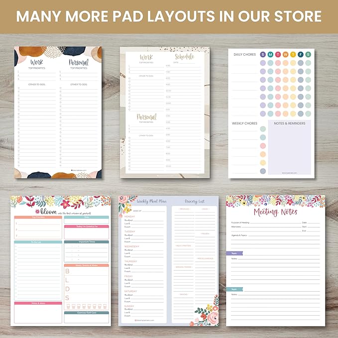 bloom daily planners Weekly Meal Planning Pad - Magnetic Hanging Refrigerator Menu Planner with Tear-Off Sheets & Perforated Grocery Shopping Lists - 6” x 9” (Pink & Teal)