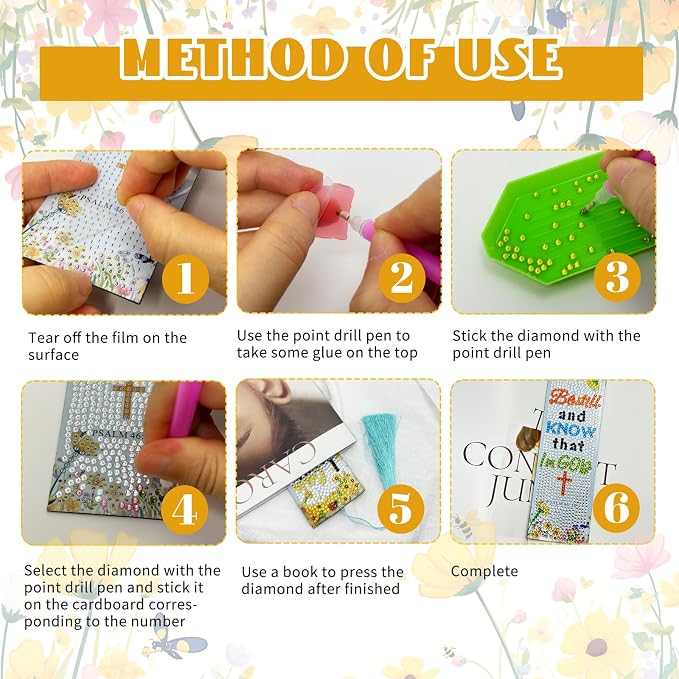 12Pcs Christian Bible Verse Diamond Art Bookmark for Adults Flower Cross 5d Diamond Painting Bookmarks with Tassel for DIY Making Kit for Reading Lover Book Lover DIY Crafts Religious Gift
