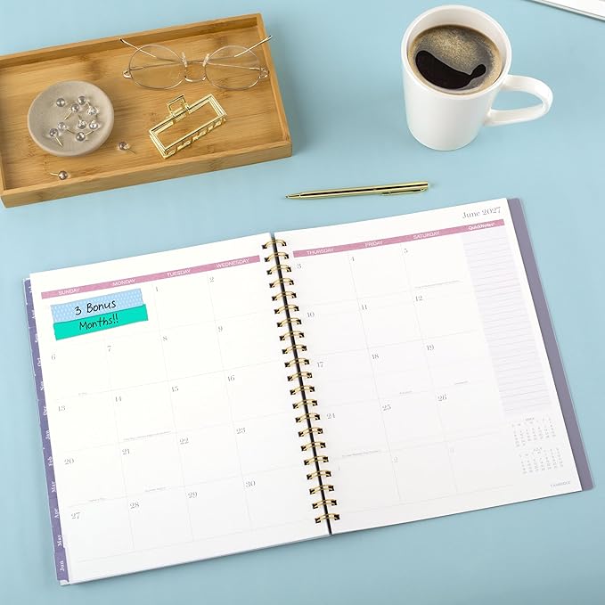 Cambridge Planner 2026-2027 Weekly & Monthly Academic 12-Month July-June, 8-1/2" x 11", Tea Rose (1796-905A)