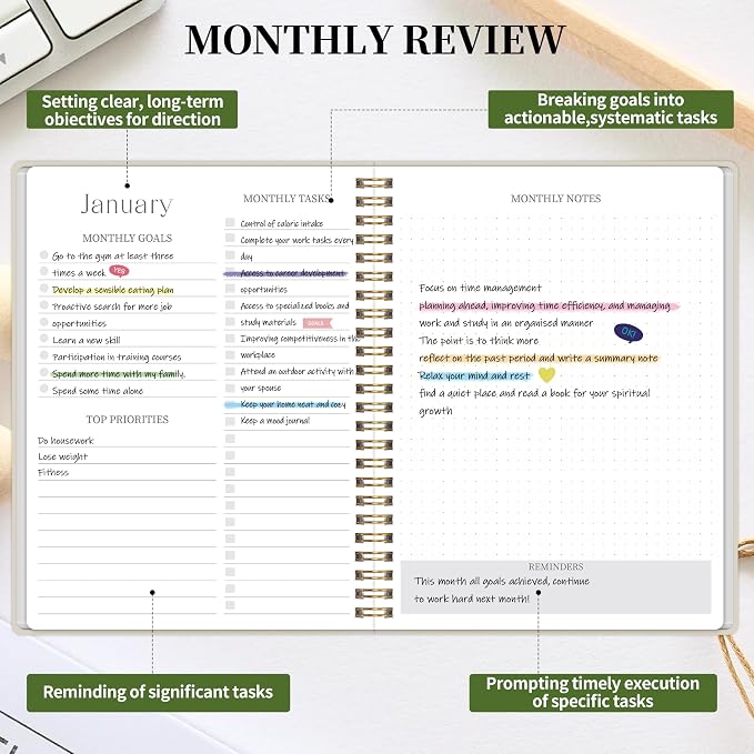 2026-2027 Monthly Planner - Jan. 2026 - Dec. 2027, 2 Year Calendar 2026-2027 Monthly Planner, 7.5" x 10", 24 Months Calendar with Note Pages, Twin-wire Binding, for Office, School Home Planning - Beige