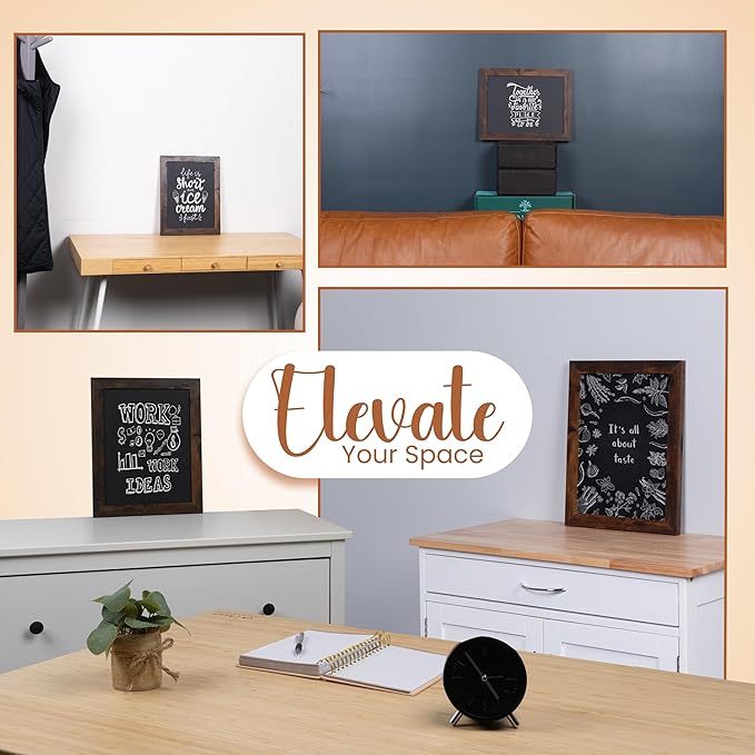 Loddie Doddie Magnetic Chalkboard - 11" x 14", Rustic Frame - Stain-Resistant Chalkboard Calendar - Magnetic Board for Wall Display - Wall-Mount Organizer & Menu Board for Kitchen
