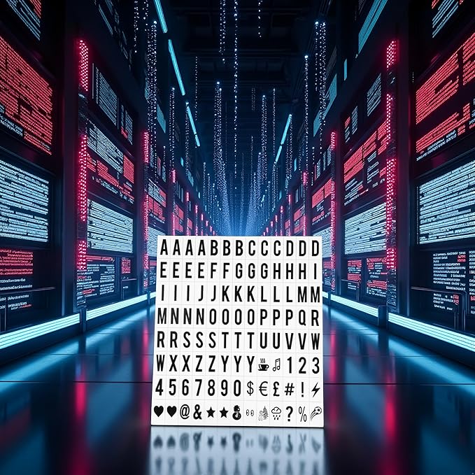 A Set 104Pcs Black Cinematic Lightbox Replacement Letters & Numbers Signs Black for A4 Light Up Letter Box Sign Message Board, Presentation Boards 65.4x35mm (LED Light Box is NOT Included!!)