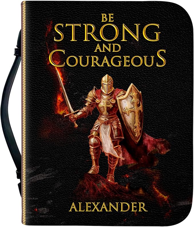 Personalized Bible Cover for Men, Christian Bible Case PU Leather, Jeus Bags Religious Appreciation Gifts for Women Girls Daughter Christian with Handle Zipper (BIBLE-02, M-2Xl)