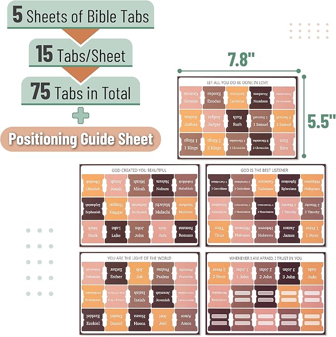 Mr. Pen- Bible Tabs, 75 Tabs, Oak Forest, Laminated Bible Tabs for Women and Men, Bible Tabs for Study Bible, Large Print Bible Index Tabs, Bible Book Tabs, Bible Labels Tabs, Mr. Pen Bible Tabs