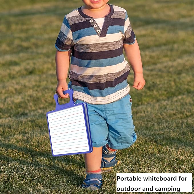 Small Dry Erase White Board with Stand, Double Sided Dry Erase Board for Kids, Foldable Small White Board Portable Mini Whiteboard with Lines & Holder for Home School Office