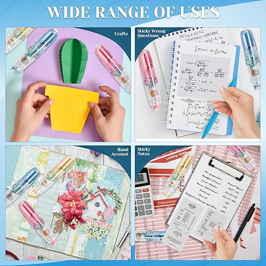 CHGANG Refillable Retractable White Out Correction Tape,3PCS Pen Shaped Whiteout Set with 360°Rotatable Tip,Easy to Use Cute Whiteout Tape for School Office Supplies