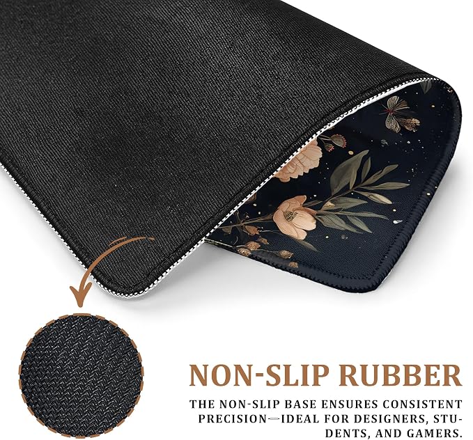 Vintage Boho Floral Dragonfly Mouse Pad, Dark Cottagecore Wildflower Botanical Round Mousepad for Home Office Computer Laptop Desk Accessories, Rustic Dragonfly Gifts, 7.9x7.9 Inch