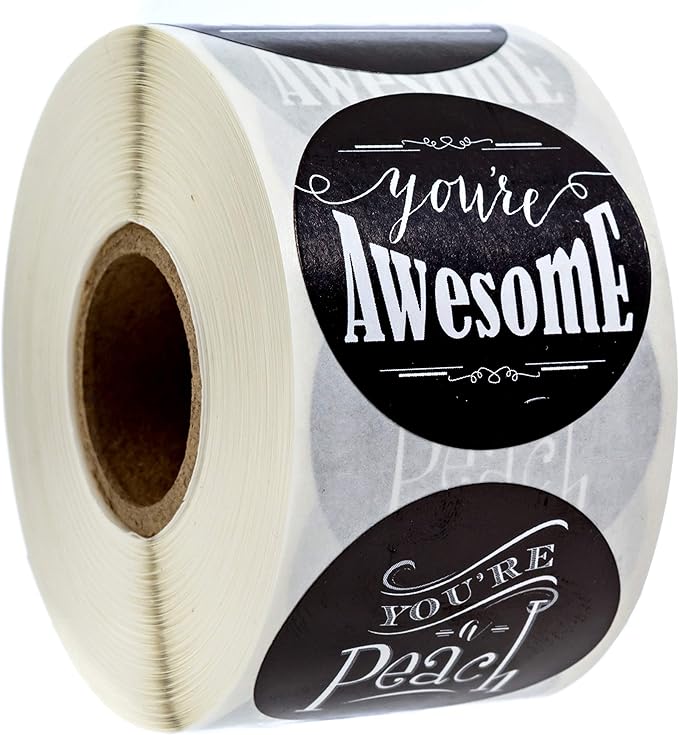 SBLABELS Retro Chalkboard Thank You Stickers / 500 Appreciation Labels / 6 Chalkboard Thanks Designs / 1.5" Round Teacher Gratitude Labels/Made in The USA