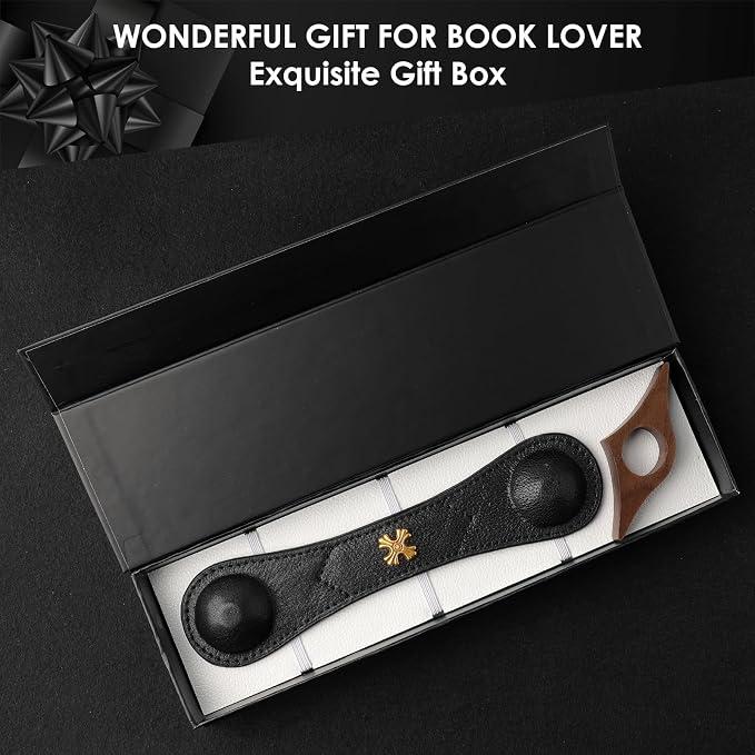 Book Weight Holder Wooden Thumb Book Page Open Weighted Bookmark Corner Reading Accessories Office Desk Decor Executive Gift for Writer Reader (Black Weight Page Holder+Thumb Page Holder Coffee)