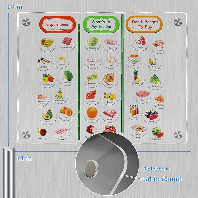 JonXon Acrylic Magnetic Dry Erase Board for Fridge 10"x14" Clear Acrylic Magnet Board for Refrigerator,Includes 6 Colors Magnetic Markers(Clear Blank)