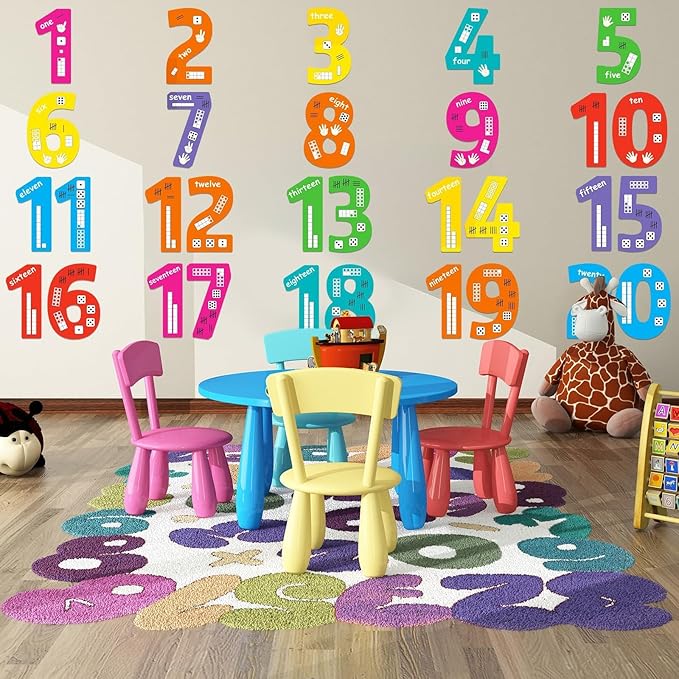 20Pcs 13In Colorful Jumbo Numbers Bulletin Board Set 1-20 Cutouts for Classroom Wall Decoration Learning School Educational Teaching Tool Supplies