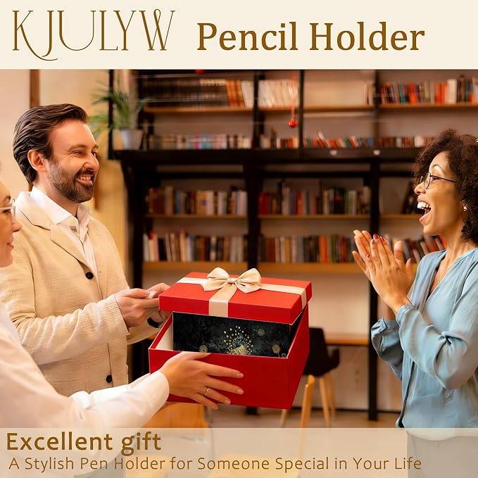 Peacock Pen Holder for Desk, Peacock Gifts for Women, Dark Academia Moody Floral Peacocks Wooden Box Pencil Pen Holder Organizer for Home Office Desk Accessories