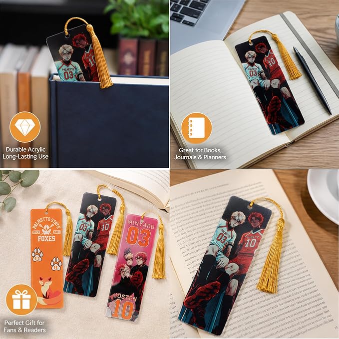 The Foxhole Court Inspired Acrylic Bookmark Set, 3PCS Double-Sided Printed Bookmarks with Tassels, Durable Book Markers for Reading, Anime Fan Gift, Book Lover Accessories (3PCS-Foxhole)