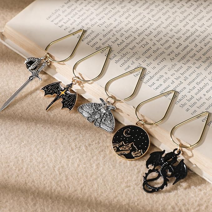 Fantasy Dragon Sward Bookmark - 8 PCs Cool Acotar Fourth Wing Paperclip Book Marks Personalized Charm Page Markers Gifts Reading Lovers Novel Fans Women Men Boy Student School Accessories