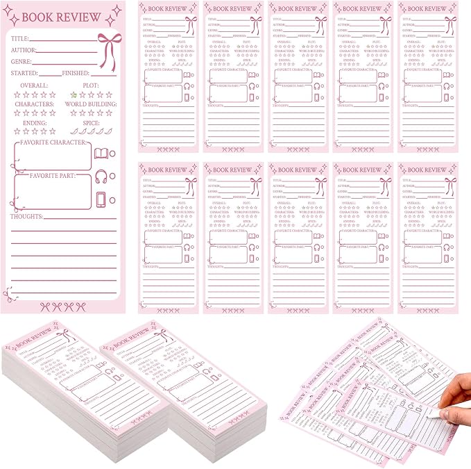 240 Pcs Back to School Teacher Gifts Colorful Book Review Bookmarks Bookclub Gifts Reading Page Cards for Book Lovers Women Students First Day of School Party Supplies(Bow,Pink)